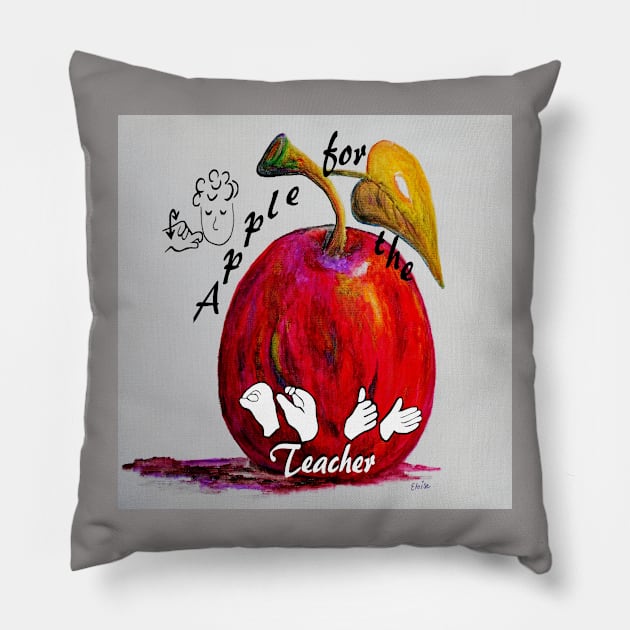 ASL Apple for the Teacher Pillow by EloiseART