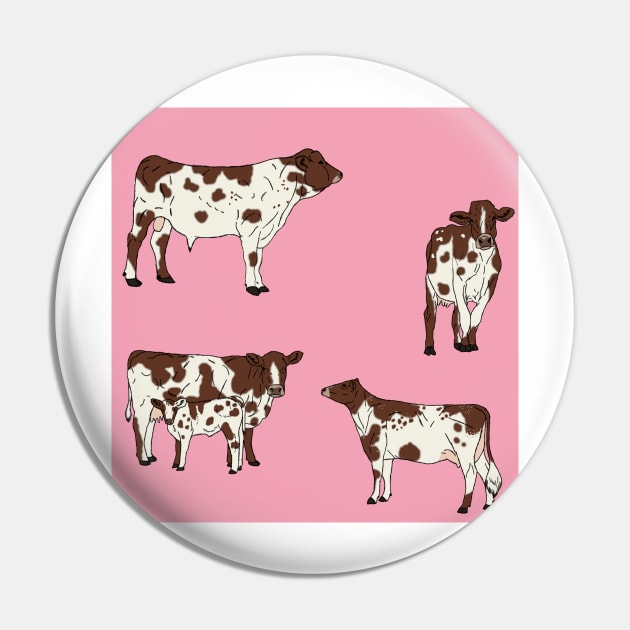 Ayrshire Cows Pattern Pink Pin by TrapperWeasel