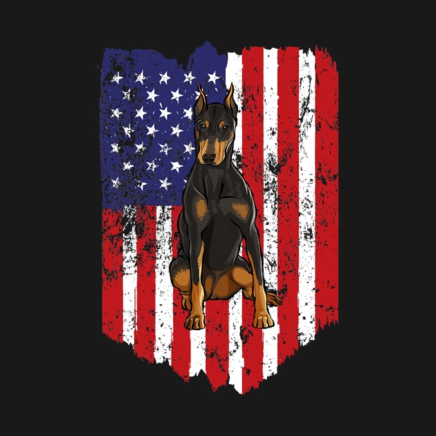 American Flag Doberman Pinscher 4Th Of July Usa by eldridgejacqueline