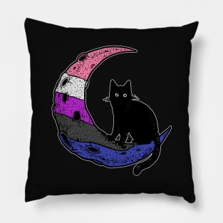 Genderfluid Cat Moon Pillow