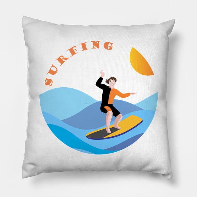 Surfing Pillow by Dojaja