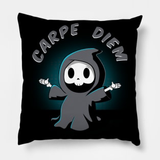 Carpe Die / Funny Grim Reaper Design Pillow