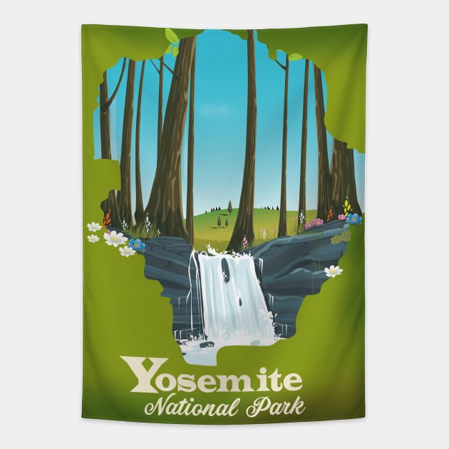 Yosemite National Park Travel poster Tapestry by nickemporium1