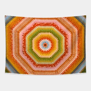 Retro Colorful Sunburst Quilt Tapestry