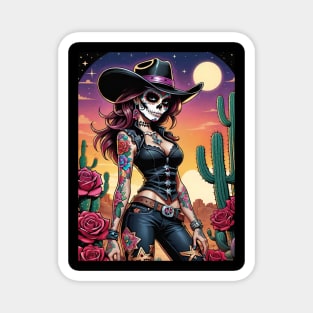 Vaquera - Dia De Los Muertos- Cowgirl Magnet
