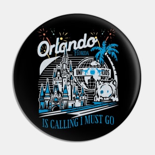 Orlando Florida is calling I must go Theme Park Vintage Retro Design Pin