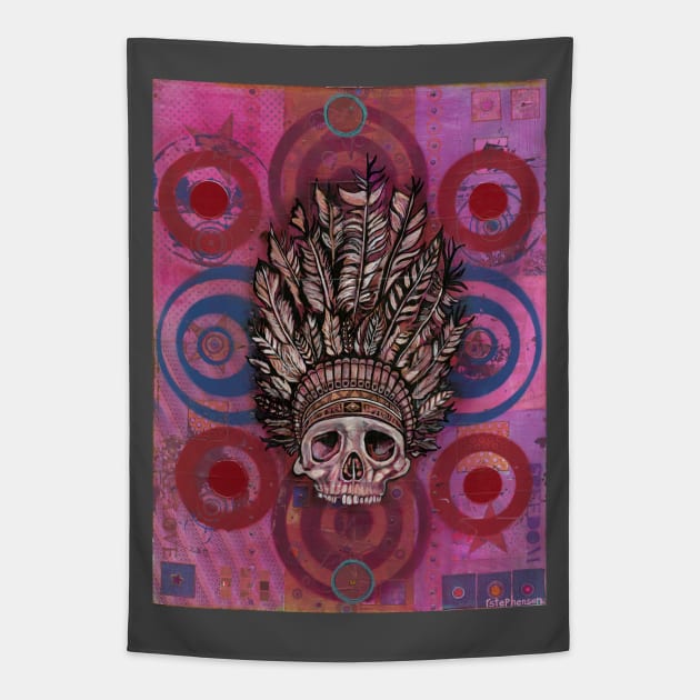 Pink Indian Skull Tapestry by Raybomusic01