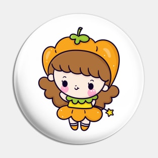 Cute halloween girl cartoon wear pumpkin fancy dress Pin