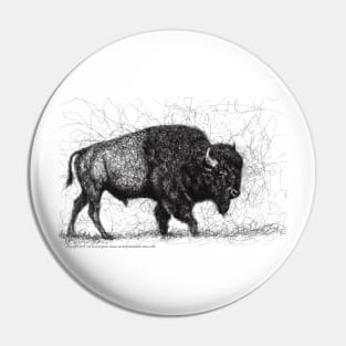 Roaming Buffalo Bison Scribble Art Pin