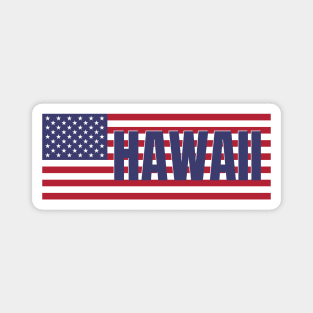 Hawaii State in American Flag Magnet