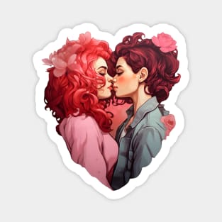 Lesbian couple in heart Magnet