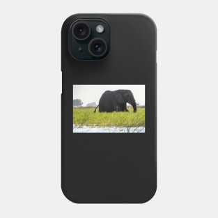 A large male elephant wading in the waters of the Okavango Delta Phone Case