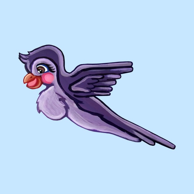 Cute Flying Purple Parrot by Art by Deborah Camp