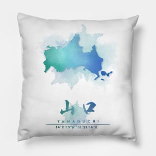 Yamaguchi Japan Watercolor Map Art Pillow