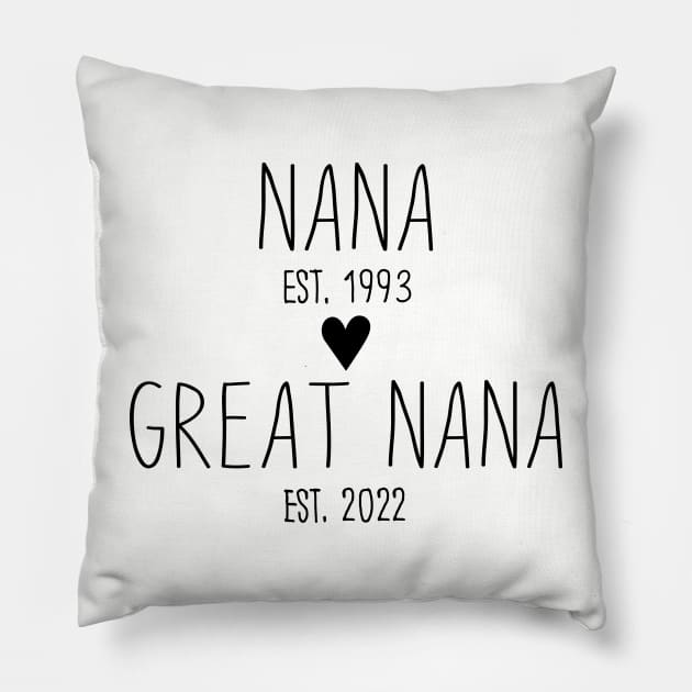 Nana, Pregnancy Announcement, Pregnancy Reveal, New Baby Announcement, Baby Reveal, Nana to Great Nana, Mother's Day Gift Pillow by Muaadh