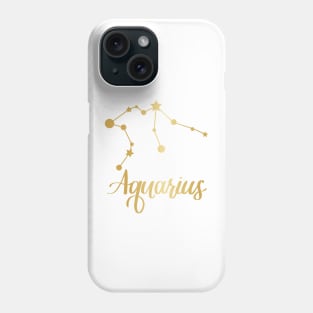 Aquarius Zodiac Constellation in Gold Phone Case