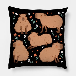 Cute capybaras illustration Pillow