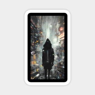 Extra Dimensional Hooded Figure In City Magnet