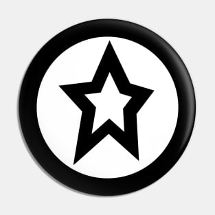 Small White Star White Circle Graphic Pin