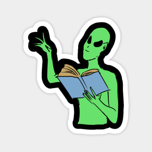 Alien reading a book Magnet