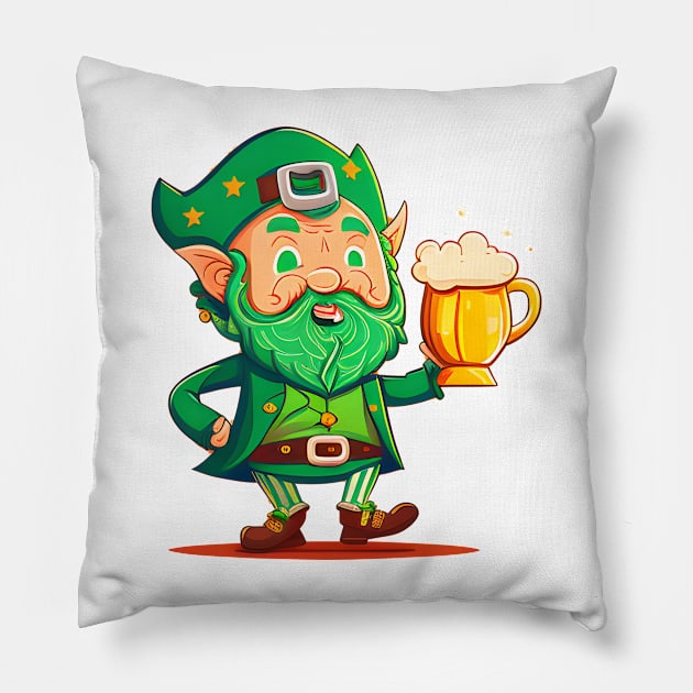 St Patricks Day Leprechauns Beer With Me I'm Irish Pillow by Johnathan Allen Wilson