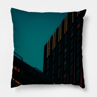 Blue Against Orange Pillow