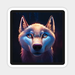 Wolf with Striking Blue Eyes Magnet