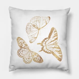 Elegant Gold Glitter Butterfly Pillow