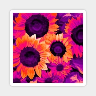 Psychedelic Sunflowers Blooming In Vibrant Colors Magnet