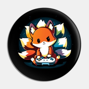 Cute Gamer Fox Playing Video Game Artwork Pin