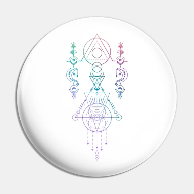 Witchy Moon Phase Magic - Festival Gear - Psychedelic and Spiritual Artwork Pin by The Dream Team