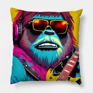 Bigfoot Playing Guitar Rock and Roll Sasquatch Graffiti Pillow