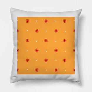 Simple star or fireowork repeat pattern in yellow background Pillow