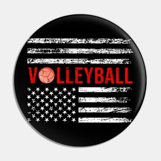 Vintage Volleyball America Flag Pin