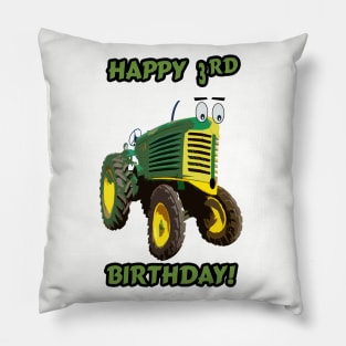 Happy 3rd Birthday tractor design Pillow