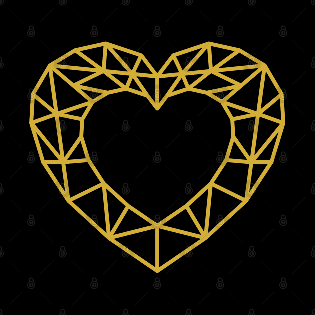 Golden Geometric Heart Version 1 by inotyler