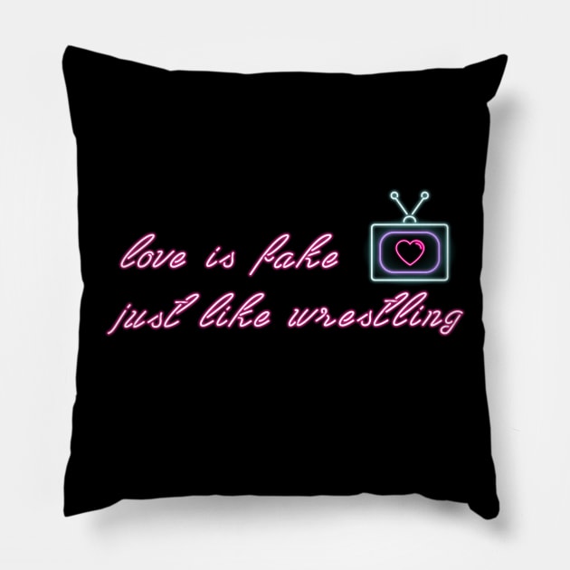 GLOW - Love is Fake Pillow by FruitBatClothing