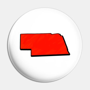 Bright Red Nebraska Outline Pin