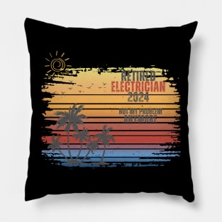 Vintage Retired 2024 Not My Problem Retirement For Electrician Pillow