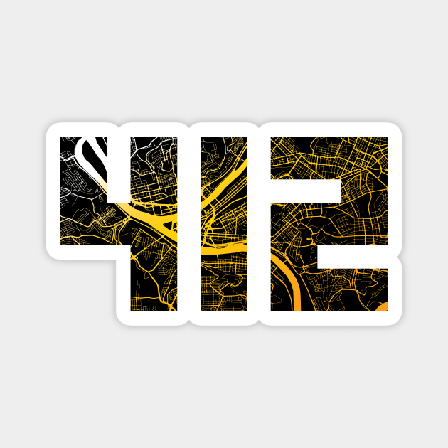 Pittsburgh 412 Map Magnet by polliadesign