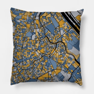 Vienna Map Pattern in Blue & Gold Pillow