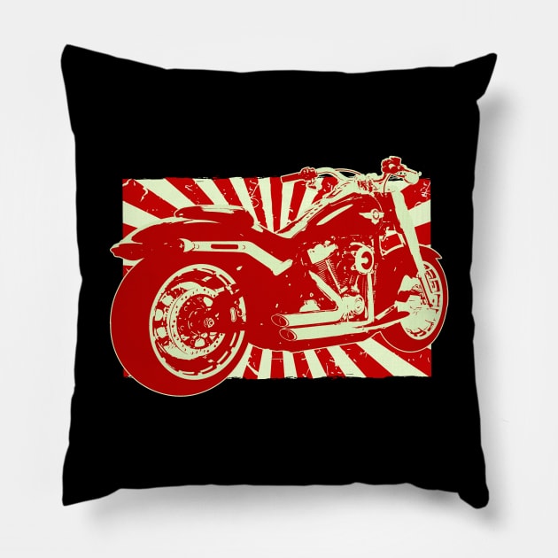 Motorcycle Retro On Pillow by Socity Shop