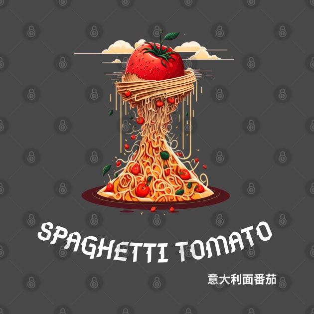 Spaghetti Tomato Tsunami Illustration Art by Hohohaxi