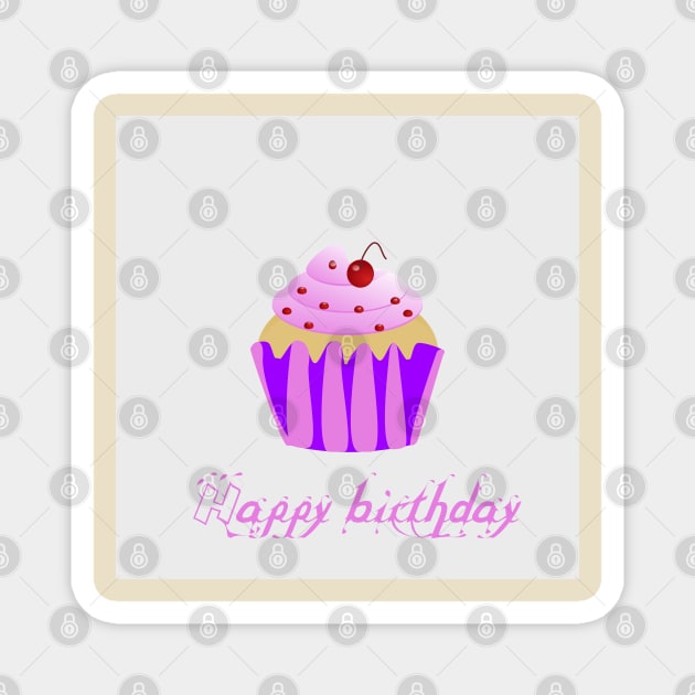 Cupcake with Happy birthday text Magnet by ikshvaku