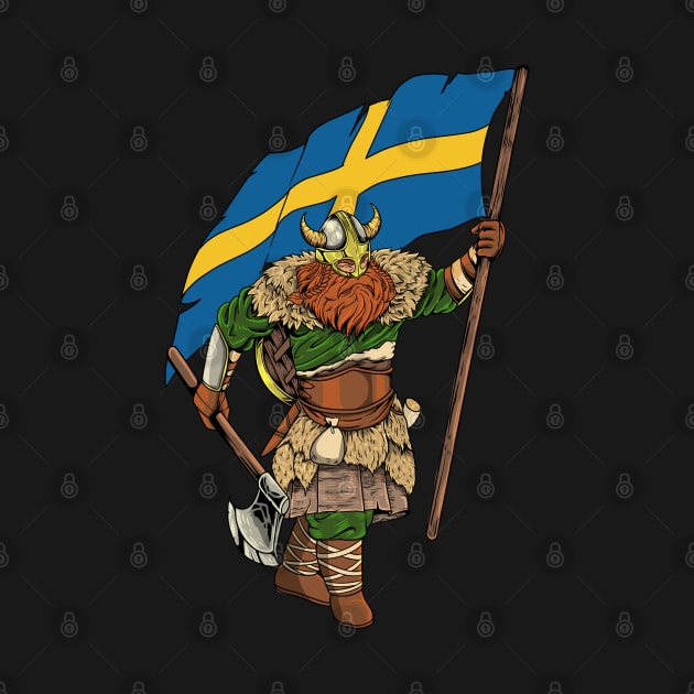 Viking warrior with flag - Sweden by Modern Medieval Design