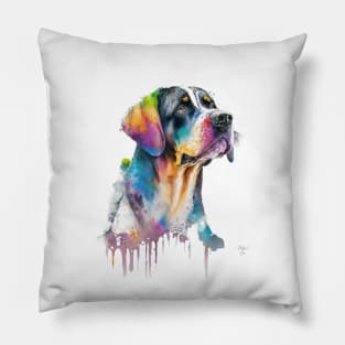 Appenzeller Sennenhund Dog In Watercolor & Pen Pillow