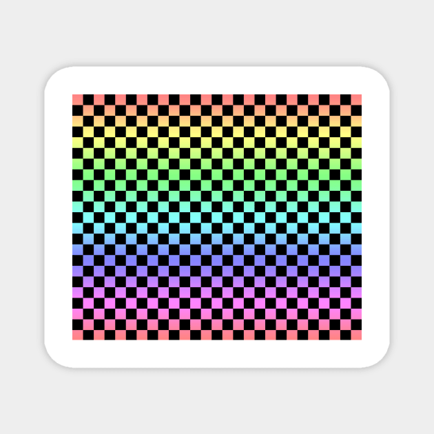 Black Checkered Rainbow Ombre Pattern Magnet by saradaboru