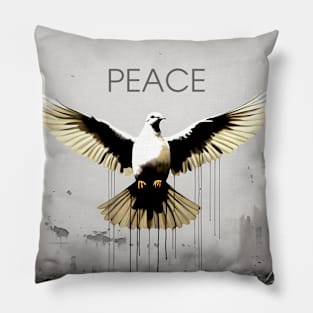 Peace Against Hate: Call for a Peaceful Resolution on a Dark Background Pillow