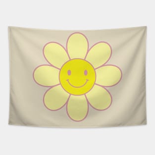 Flower Smiles Pink amd Yellow Tapestry