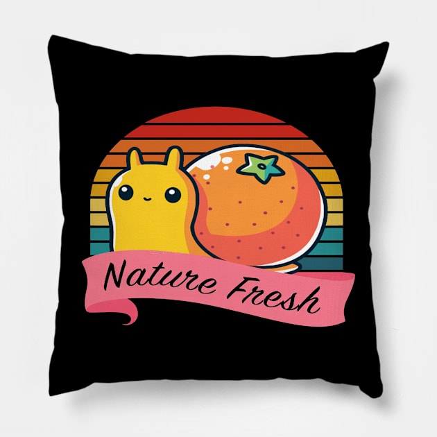 nature fresh Orange fruit snail Pillow by penak sing maido